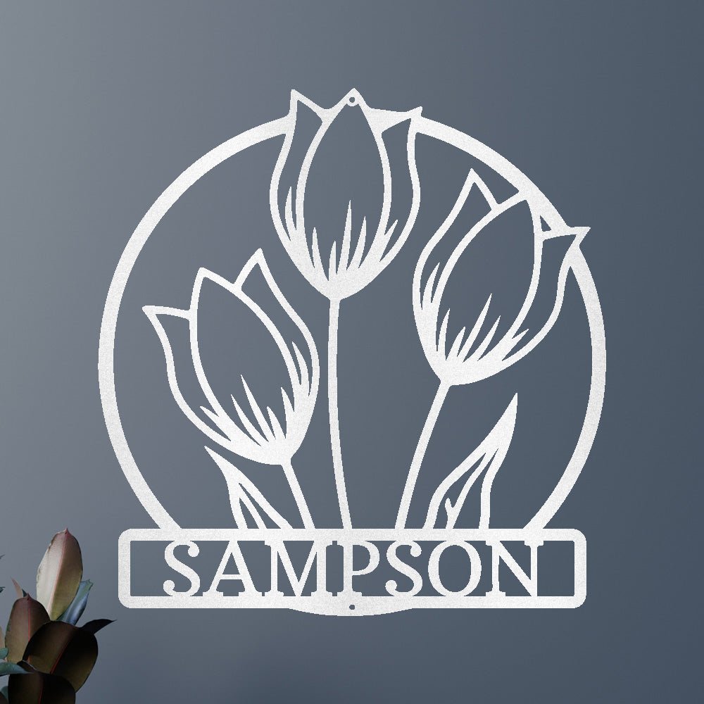Custom Metal Wall Art - Personalized Tulip Sign