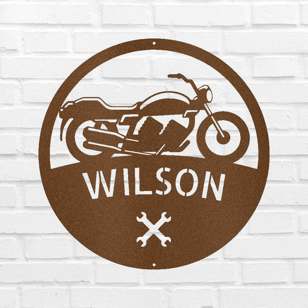 Custom Metal Wall Art - Personalized Biker Monogram Sign
