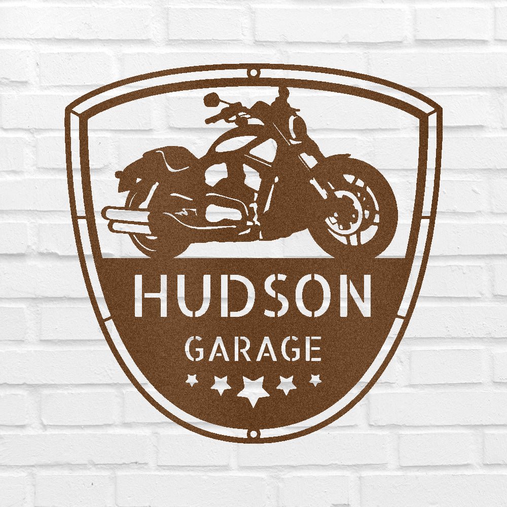Custom Metal Wall Art - Personalized Motorcycle Name Monogram