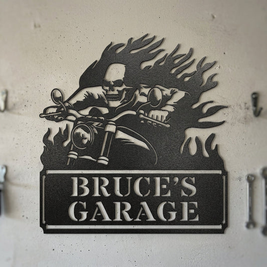 Custom Metal Wall Art - Personalized Demon Motorcycle Sign