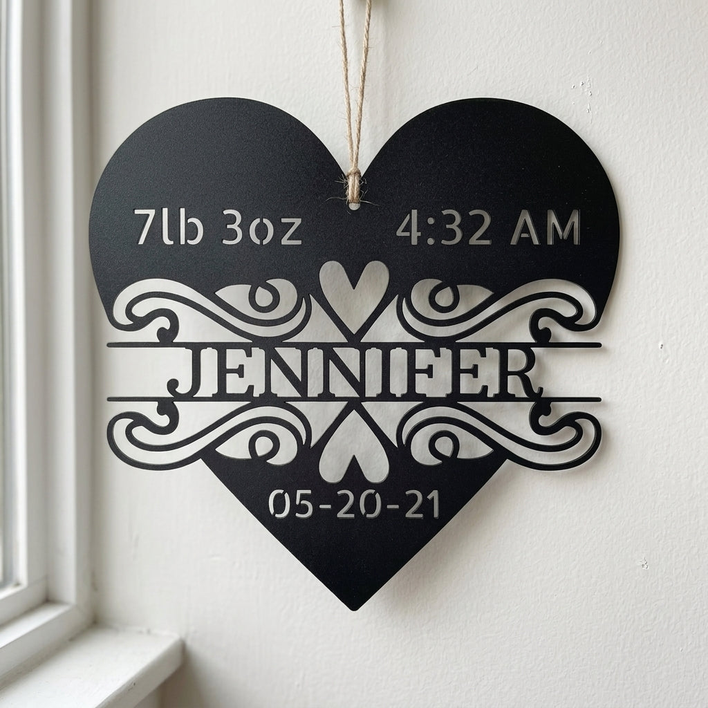 Custom Metal Wall Art - Personalized Newborn Name Sign