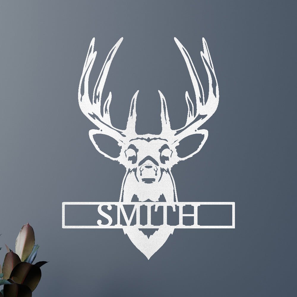 Custom Metal Wall Art - Personalized Buck Antler Sign