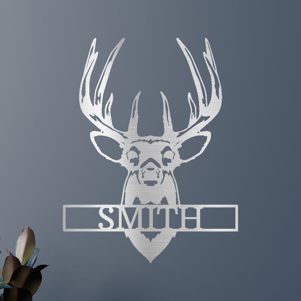 Custom Metal Wall Art - Personalized Buck Antler Sign