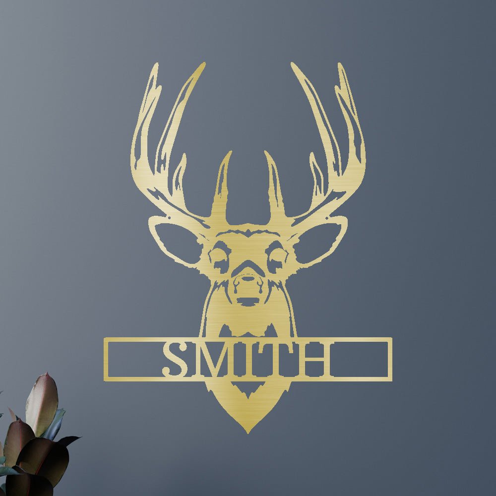 Custom Metal Wall Art - Personalized Buck Antler Sign
