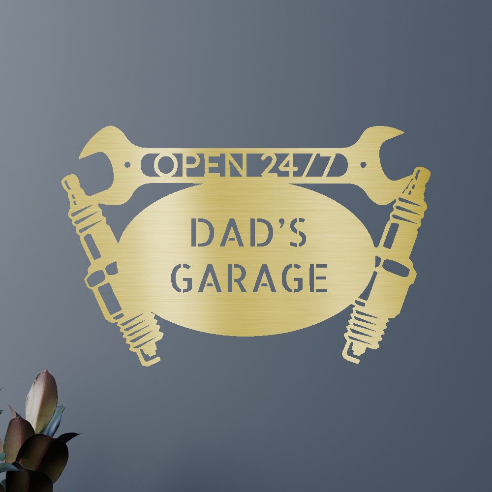 Custom Metal Wall Art - Personalized Dad's Garage Name Sign