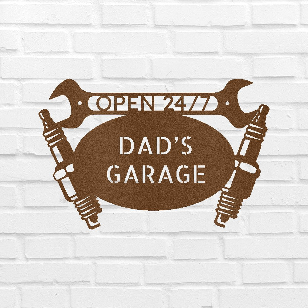 Custom Metal Wall Art - Personalized Dad's Garage Name Sign