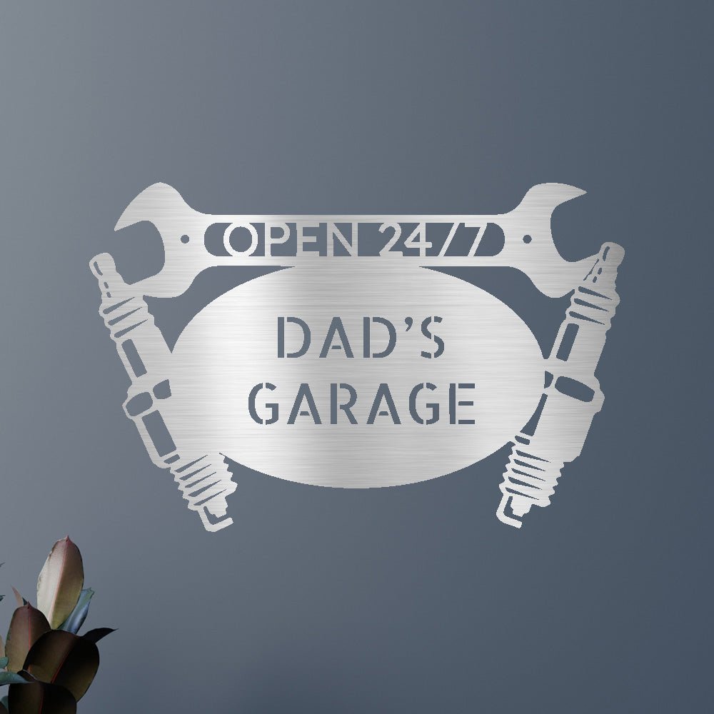 Custom Metal Wall Art - Personalized Dad's Garage Name Sign