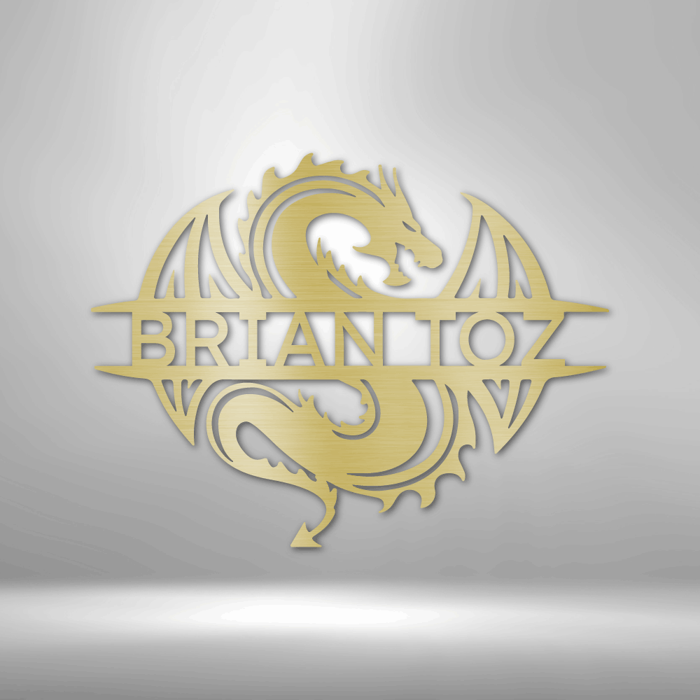 Custom Metal Wall Art - Personalized Celtic Dragon Monogram Sign
