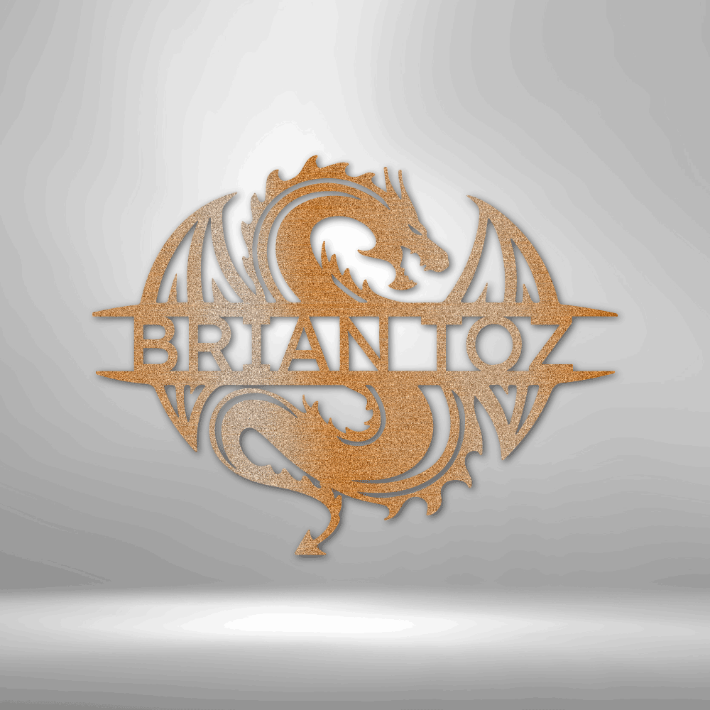 Custom Metal Wall Art - Personalized Celtic Dragon Monogram Sign
