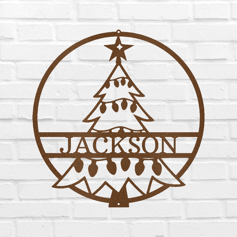 Custom Metal Wall Art - Personalized Christmas Tree Monogram Sign