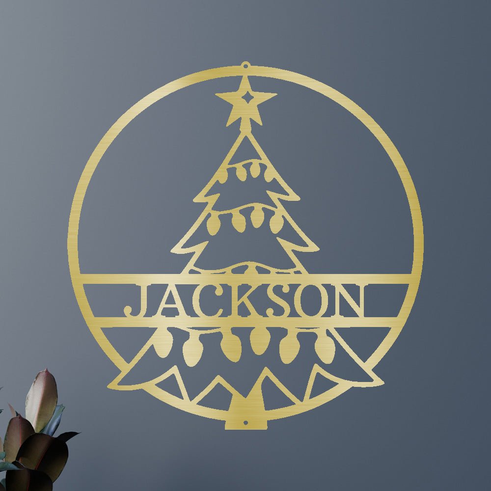 Custom Metal Wall Art - Personalized Christmas Tree Monogram Sign