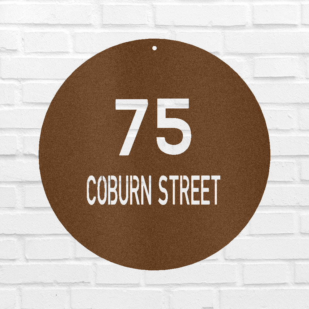 Custom Metal Sign - Personalized Round House Number Plaque