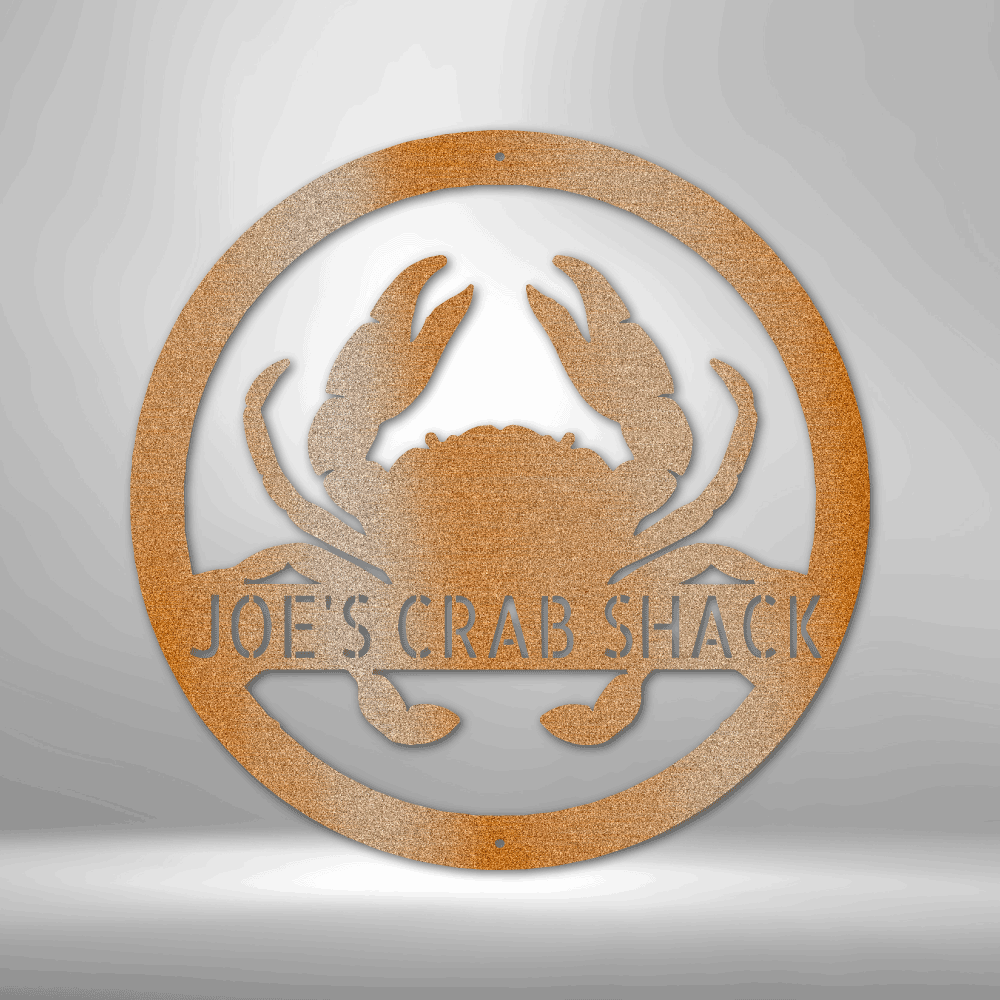 Custom Metal Wall Art - Personalized Coastal Crab Monogram Sign