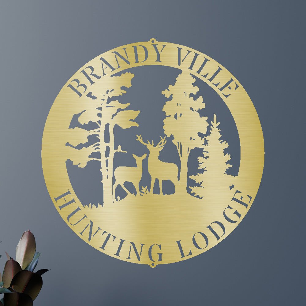 Custom Metal Wall Art - Personalized Deer Forest Monogram Sign