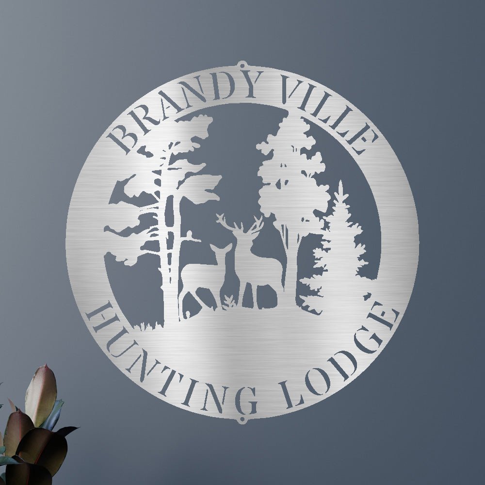 Custom Metal Wall Art - Personalized Deer Forest Monogram Sign