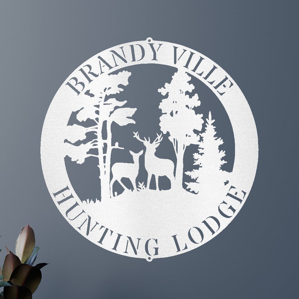 Custom Metal Wall Art - Personalized Deer Forest Monogram Sign