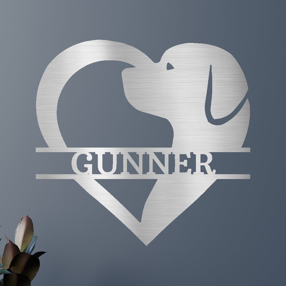 Custom Metal Wall Art - Dog Lover Heart Monogram Sign