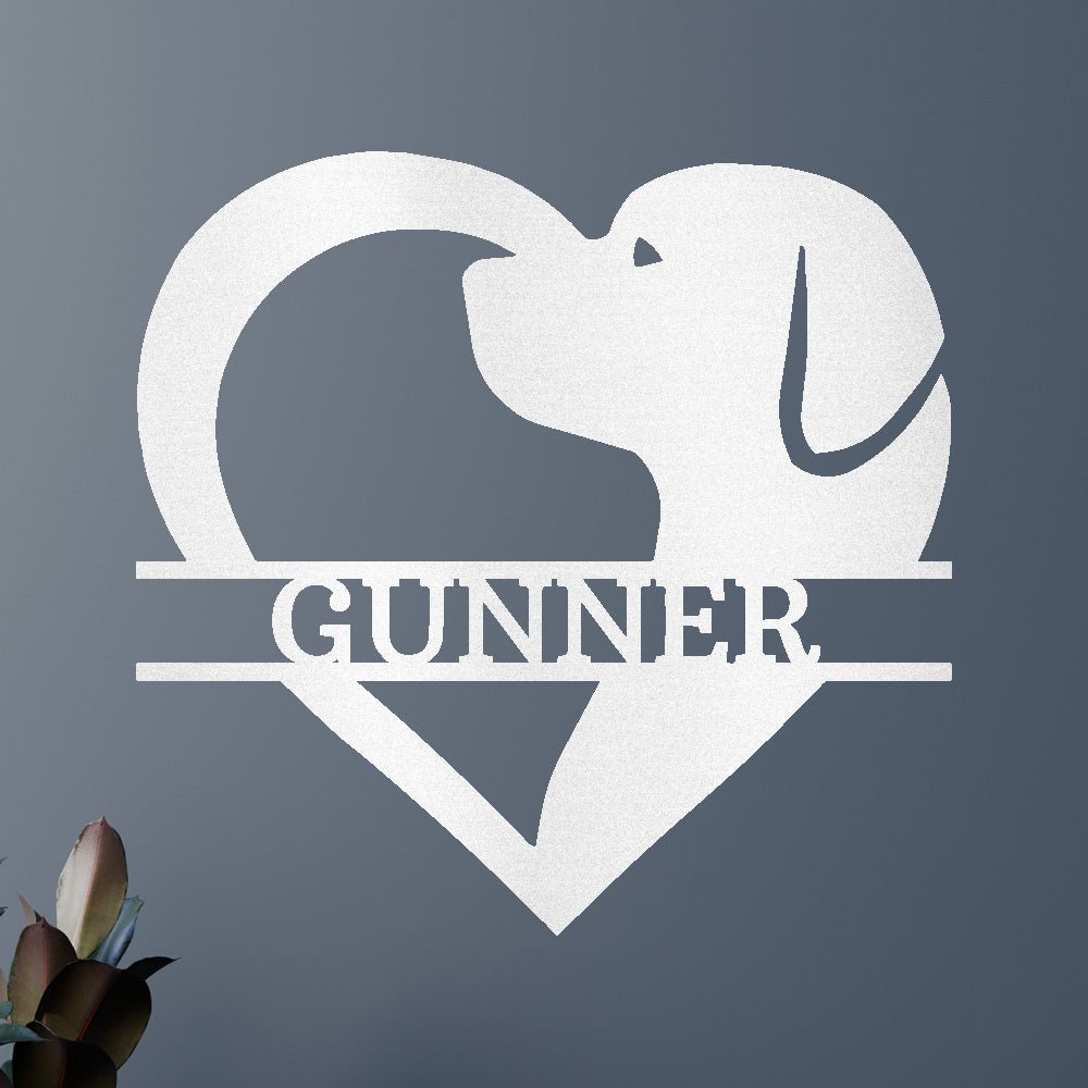 Custom Metal Wall Art - Dog Lover Heart Monogram Sign