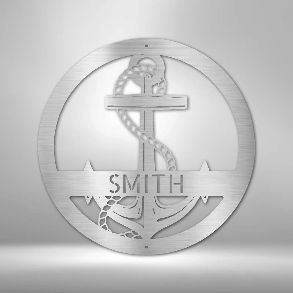 Custom Metal Wall Art - Personalized Nautical Anchor Sign