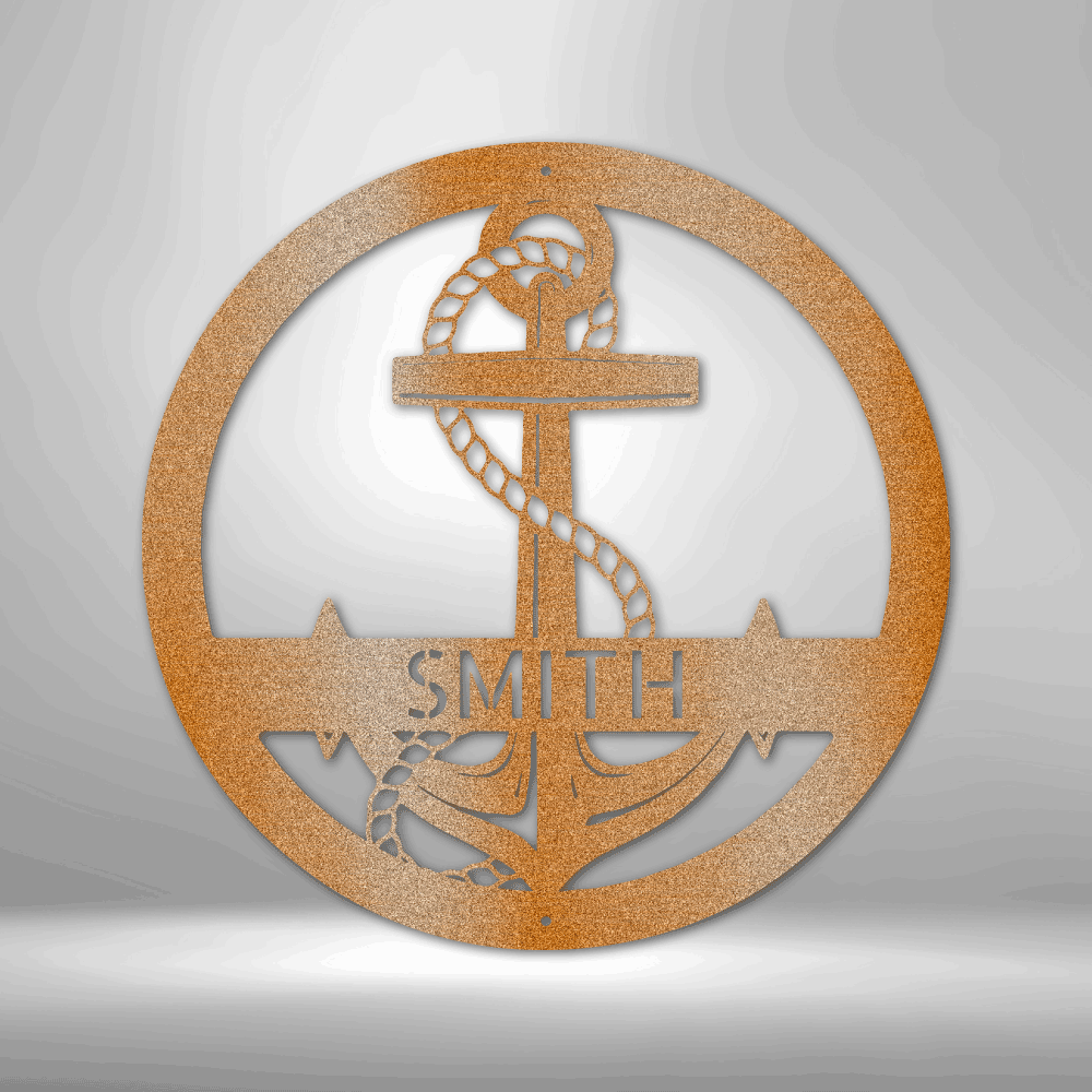 Custom Metal Wall Art - Personalized Nautical Anchor Sign