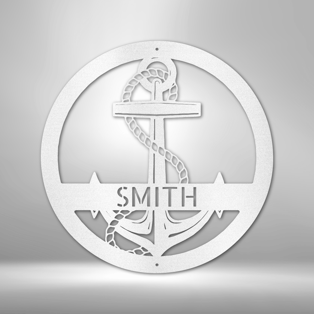 Custom Metal Wall Art - Personalized Nautical Anchor Sign