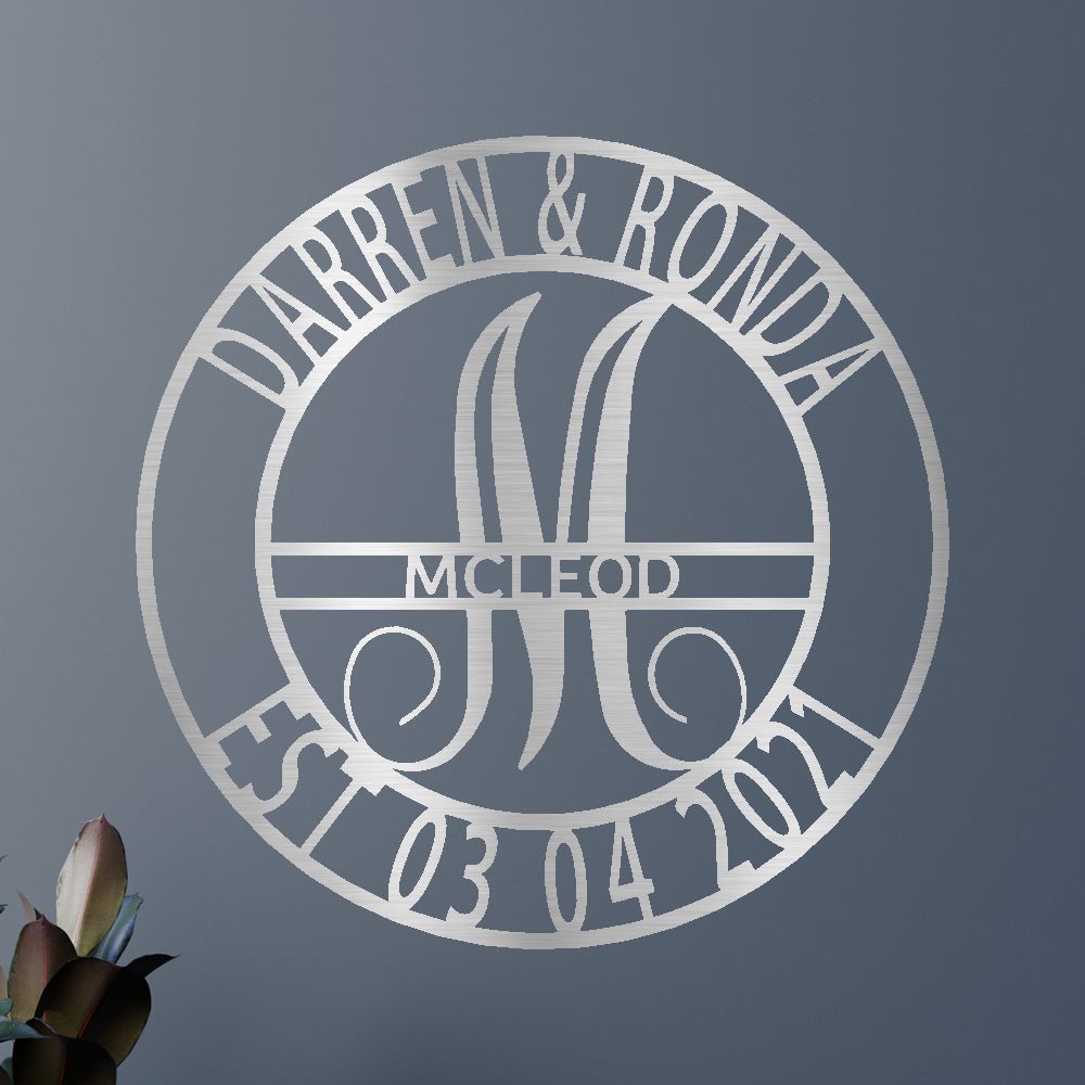 Custom Metal Wall Art - Personalized Split Letter Monogram Sign