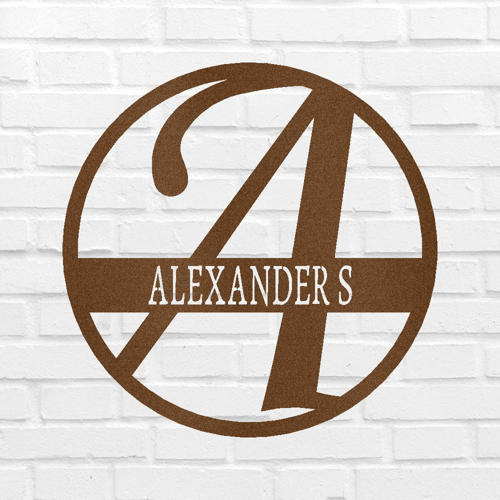 Custom Metal Wall Art - Personalized Split Letter Monogram Sign