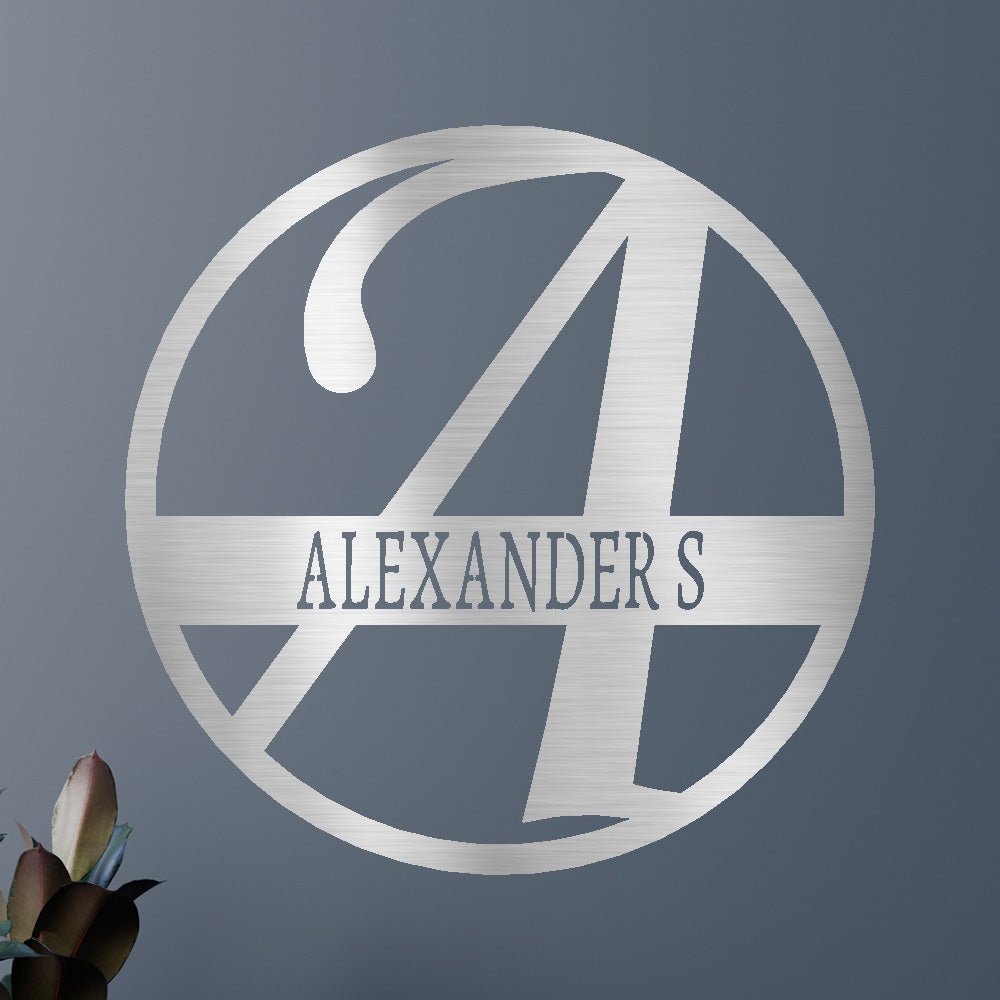 Custom Metal Wall Art - Personalized Split Letter Monogram Sign