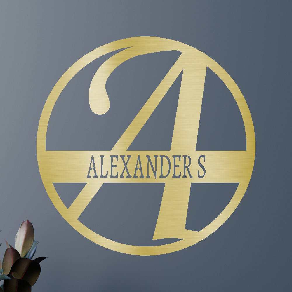 Custom Metal Wall Art - Personalized Split Letter Monogram Sign