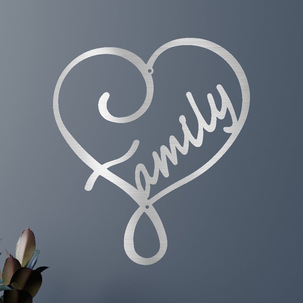 Metal Wall Art - Family Heart Sign