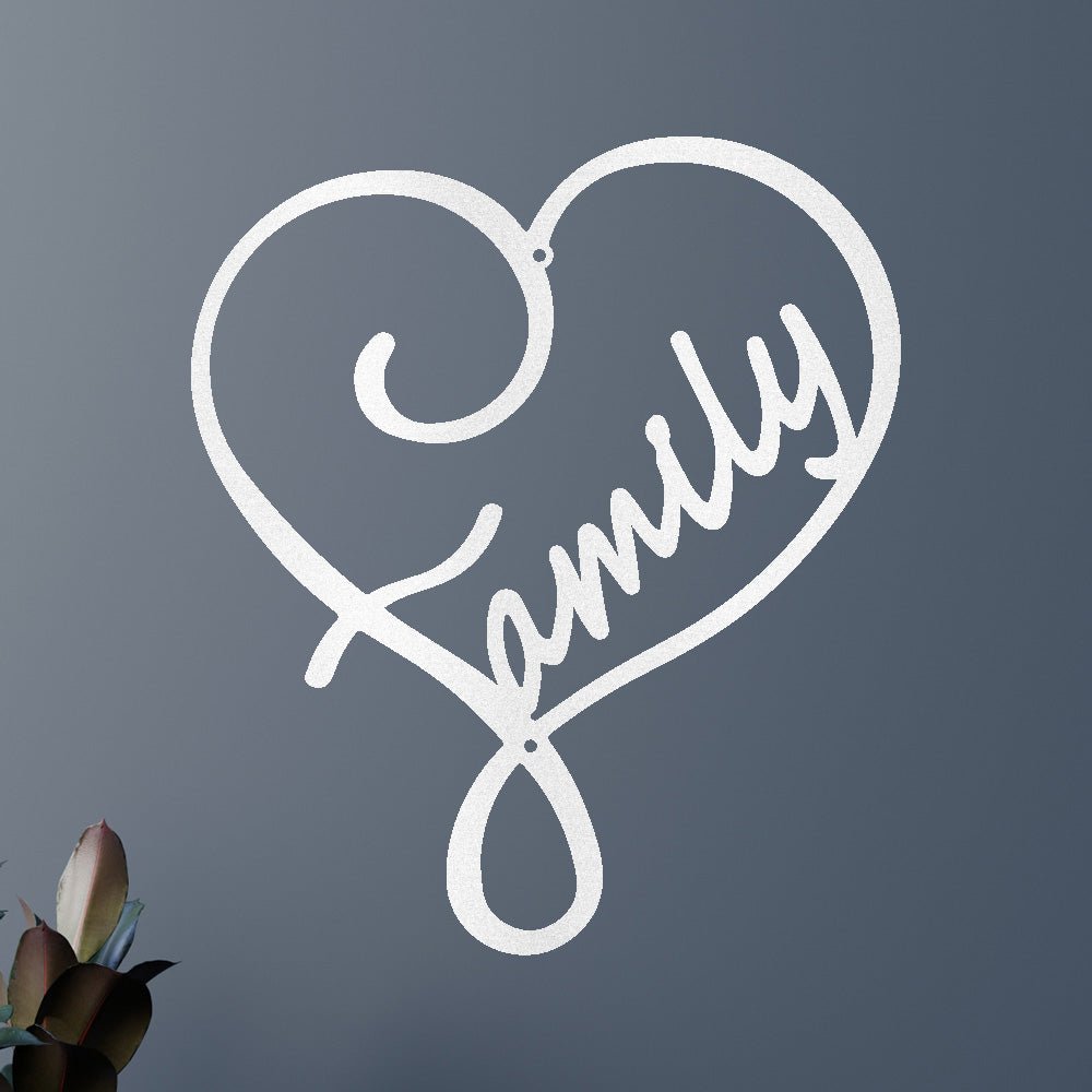 Metal Wall Art - Family Heart Sign