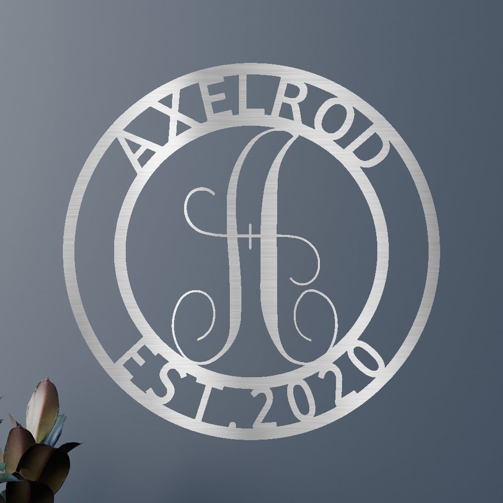 Custom Metal Wall Art - Personalized Split Letter Monogram Sign