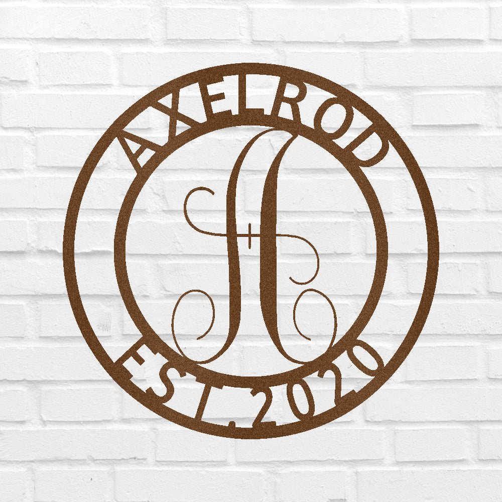 Custom Metal Wall Art - Personalized Split Letter Monogram Sign