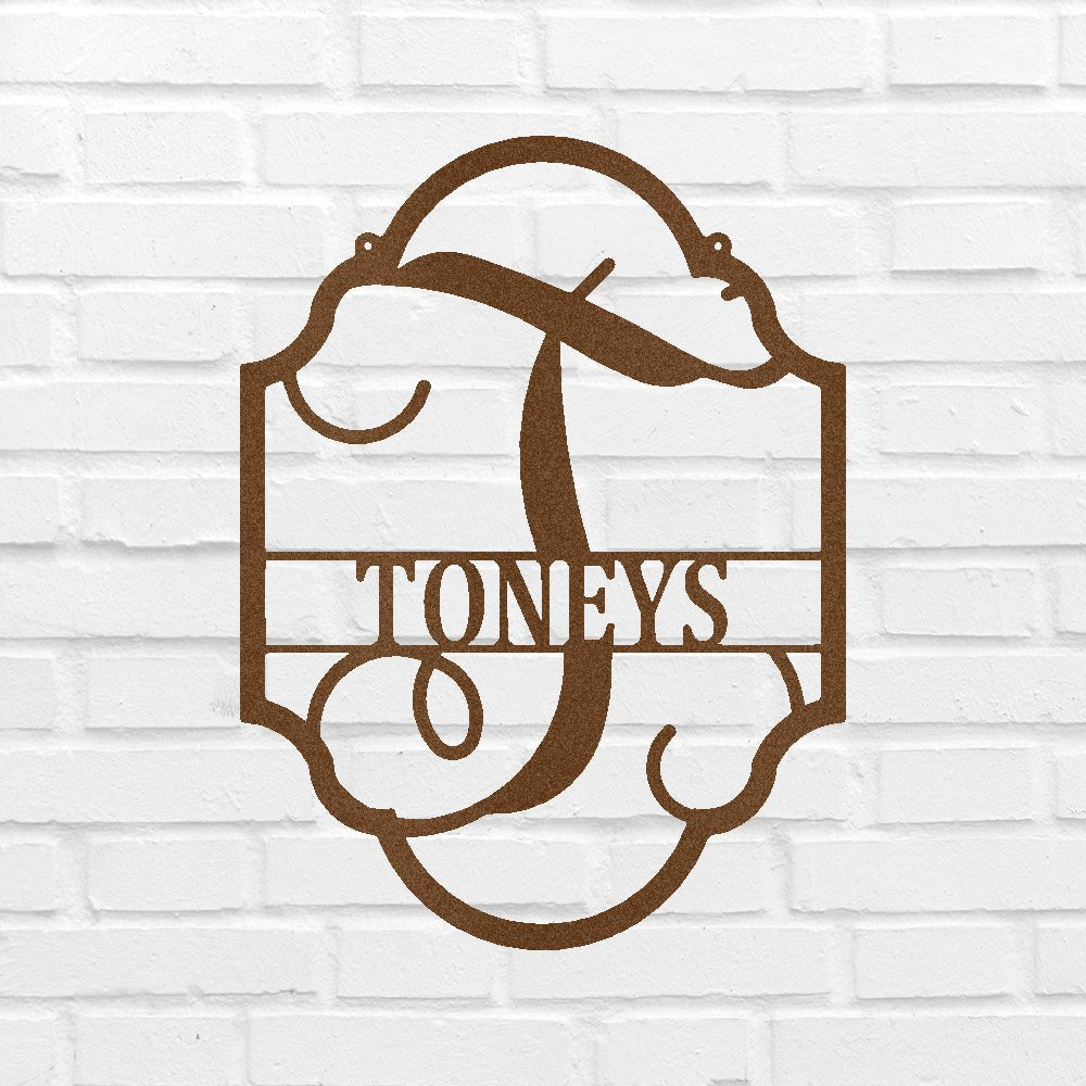 Custom Metal Wall Art - Personalized Split Letter Monogram Sign