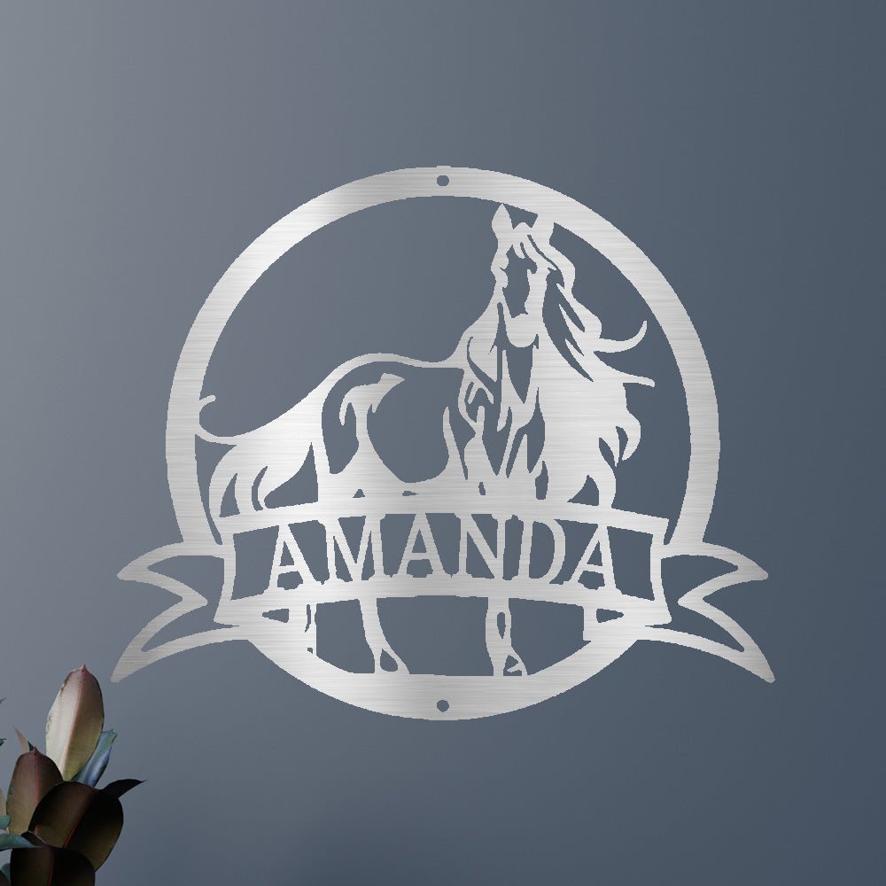 Custom Metal Wall Art - Personalized Horse Monogram Sign