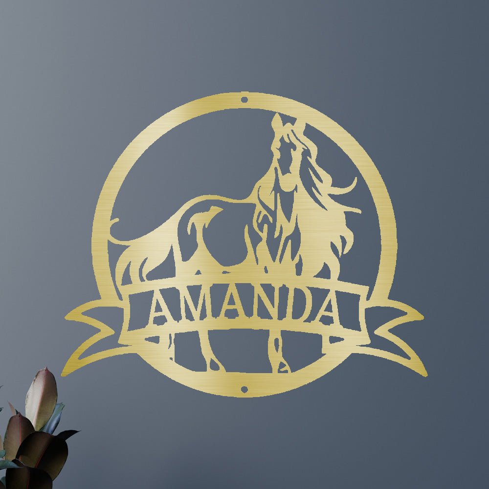Custom Metal Wall Art - Personalized Horse Monogram Sign