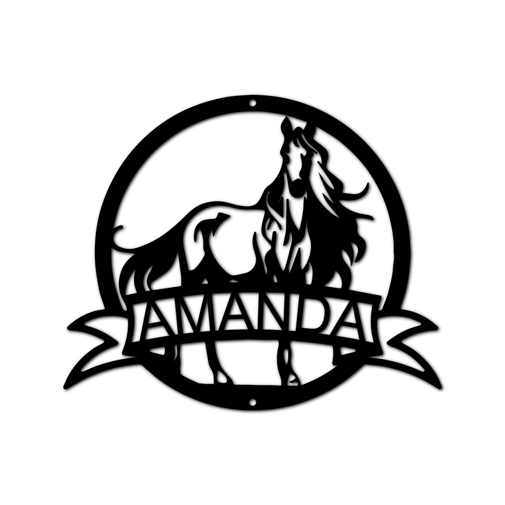 Custom Metal Wall Art - Personalized Horse Monogram Sign