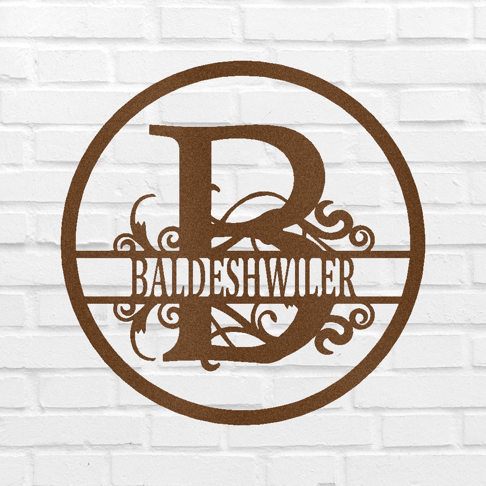 Custom Metal Wall Art - Personalized Split Circle Monogram Sign
