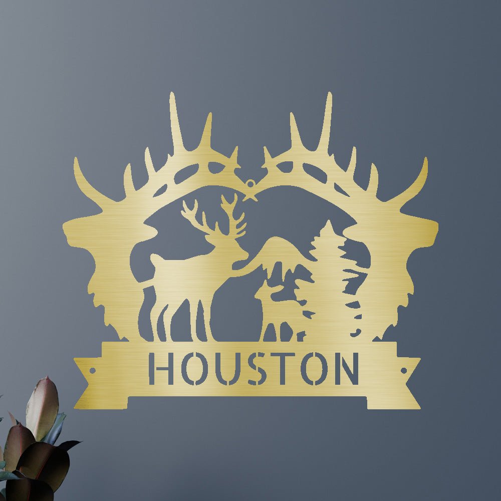 Custom Metal Wall Art - Personalized Antler Monogram Sign