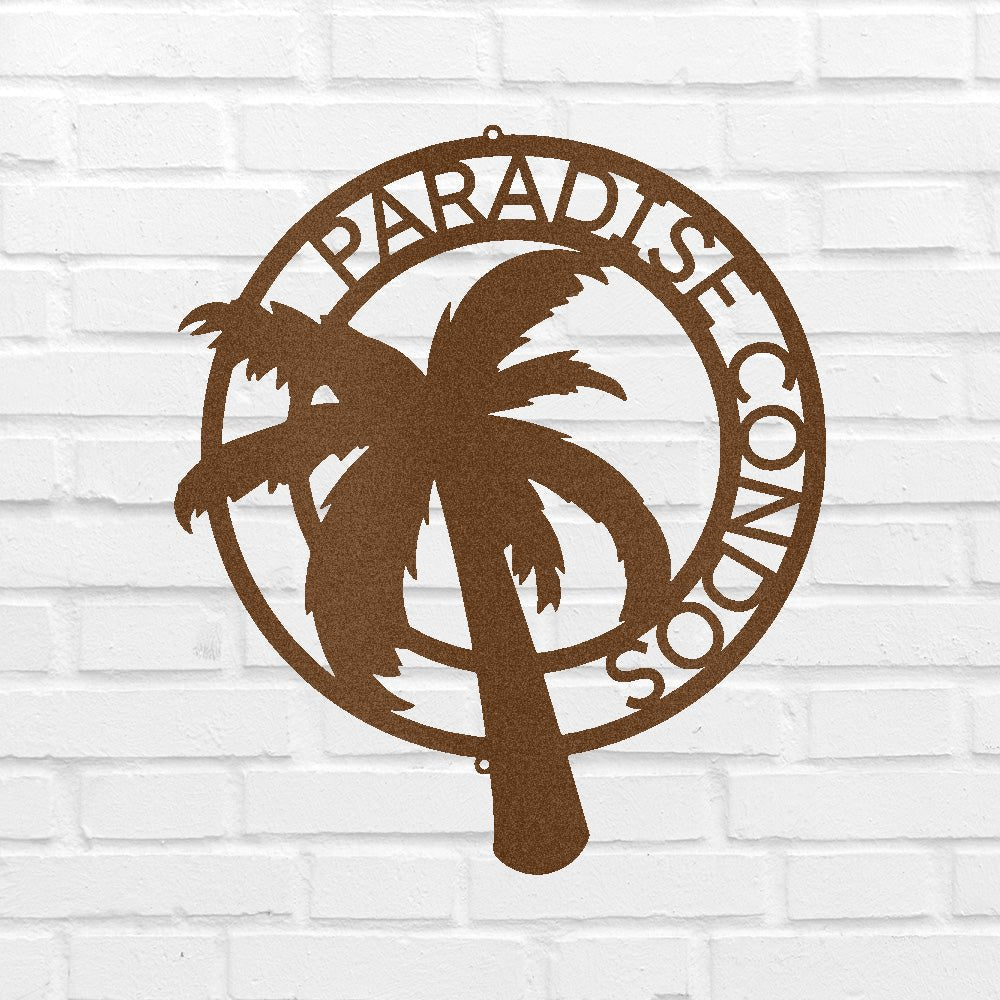 Custom Metal Wall Art - Personalized Palm Tree Name Monogram Sign