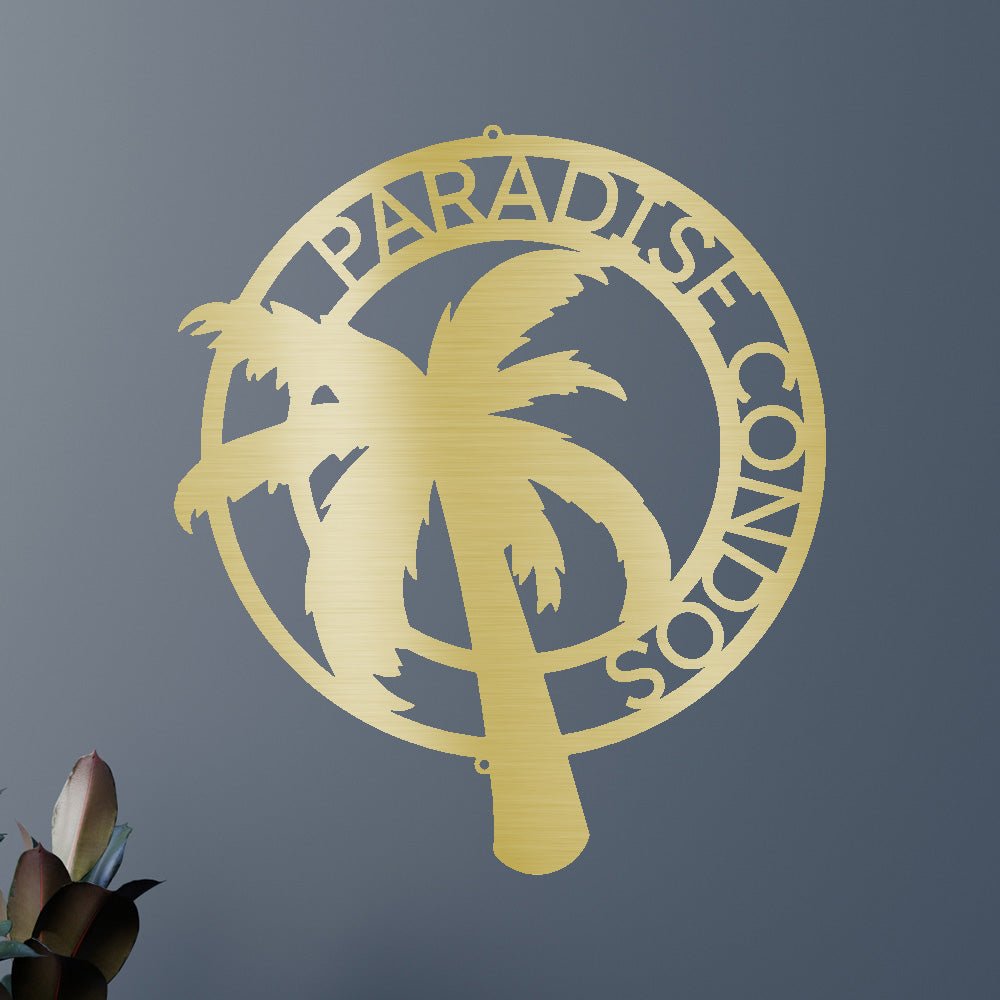 Custom Metal Wall Art - Personalized Palm Tree Name Monogram Sign