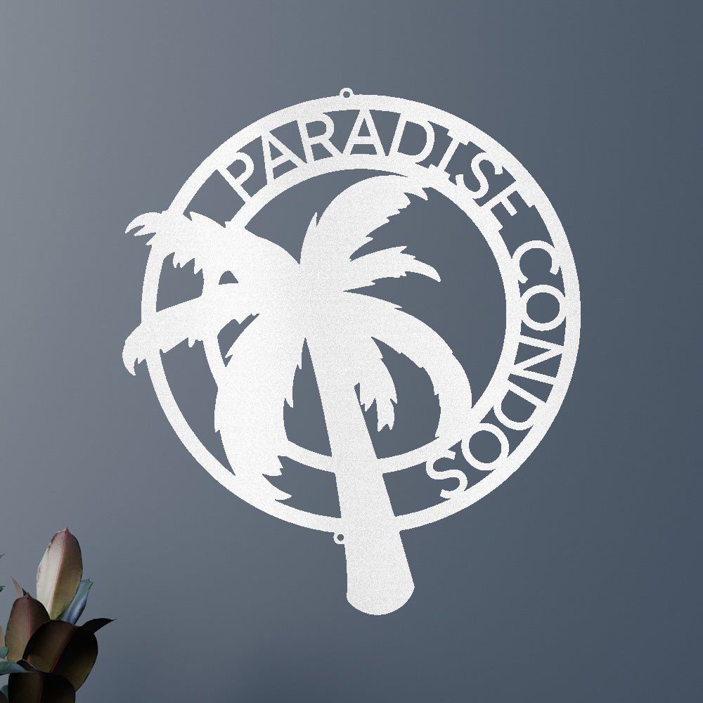 Custom Metal Wall Art - Personalized Palm Tree Name Monogram Sign