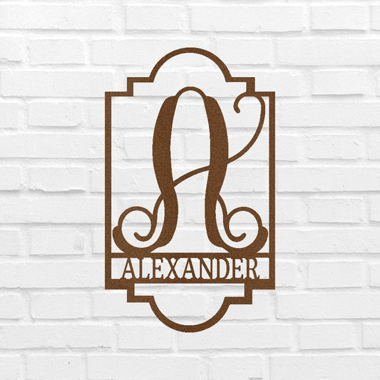 Custom Metal Wall Art - Personalized Split Letter Name Monogram Sign