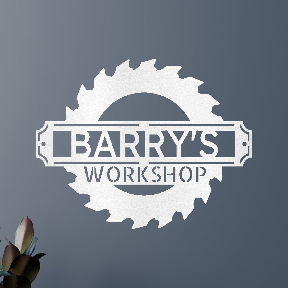 Custom Metal Wall Art - Personalized Workshop Name Sign