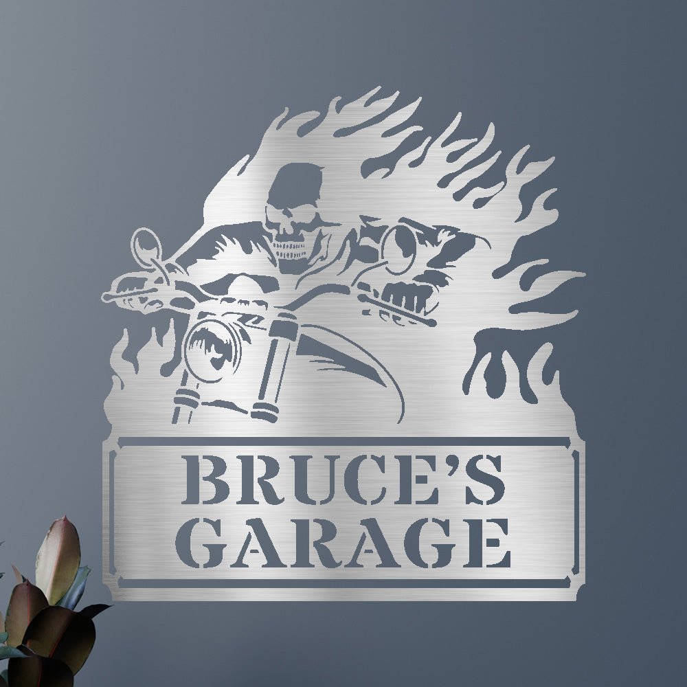 Custom Metal Wall Art - Personalized Demon Motorcycle Sign