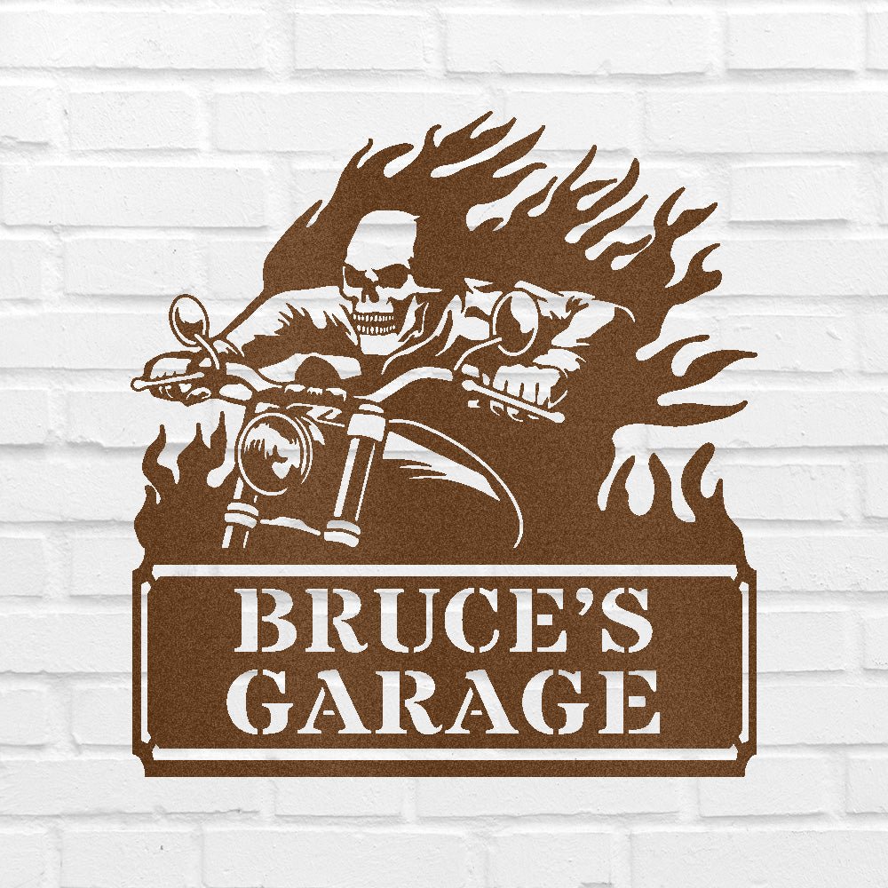 Custom Metal Wall Art - Personalized Demon Motorcycle Sign