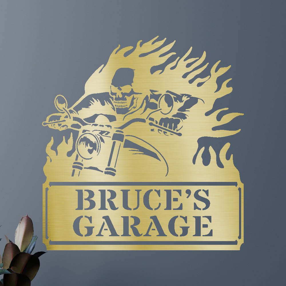 Custom Metal Wall Art - Personalized Demon Motorcycle Sign