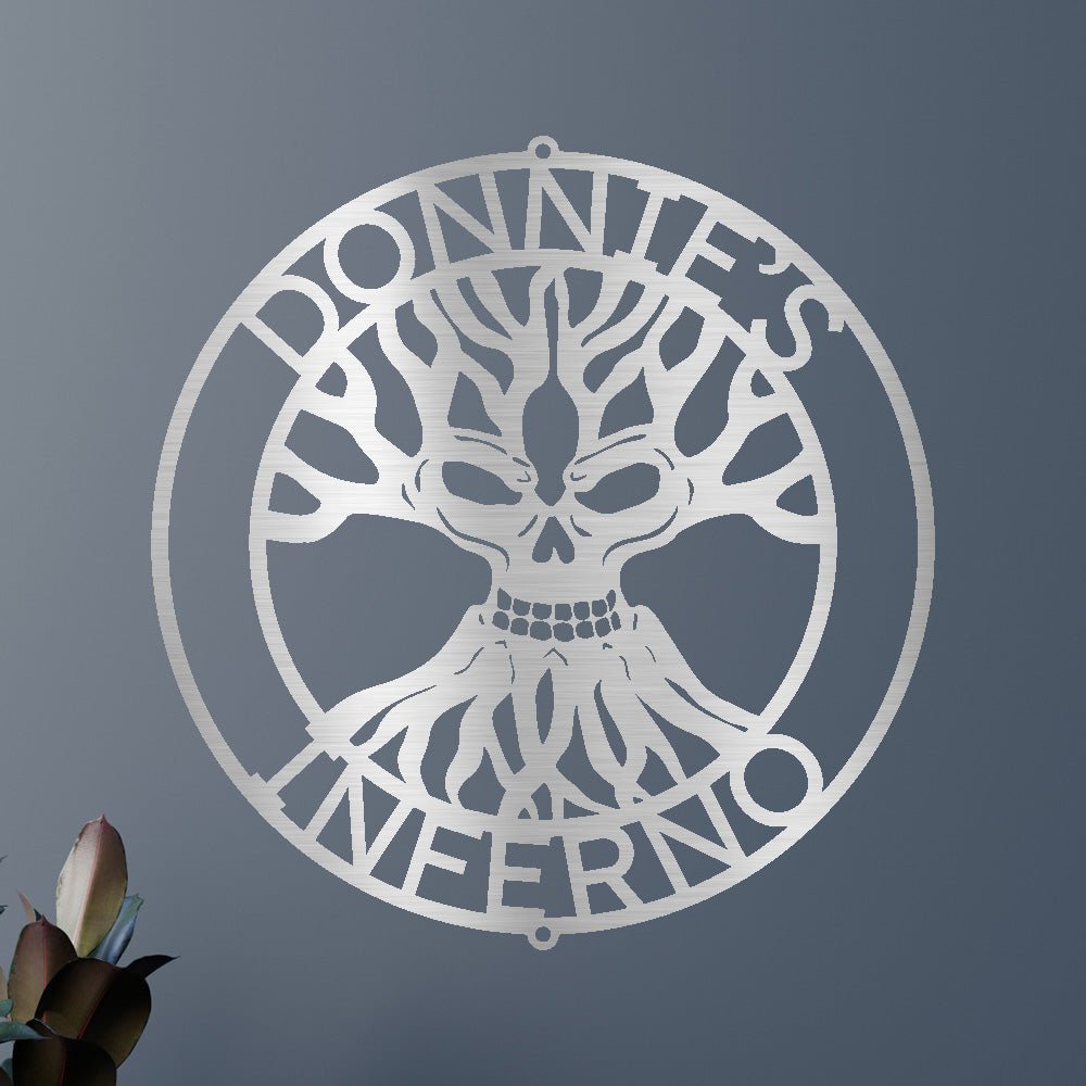 Custom Metal Wall Art - Personalized Skull Family Tree Sign