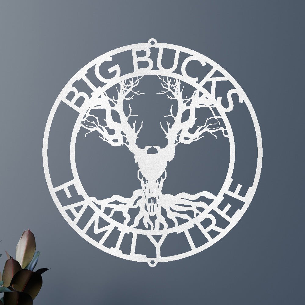 Custom Metal Wall Art - Personalized Skull Tree Monogram