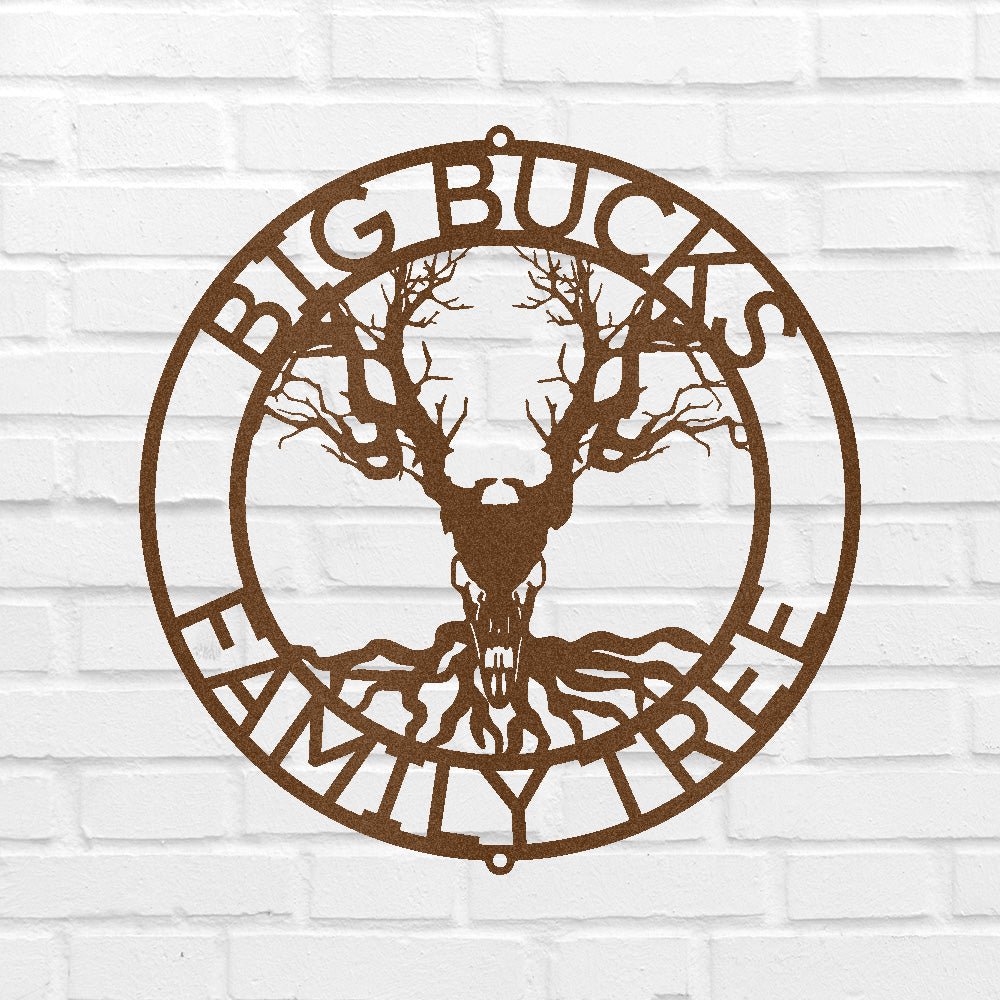 Custom Metal Wall Art - Personalized Skull Tree Monogram
